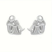 Silver and Gold Two-Tone Hug Earrings