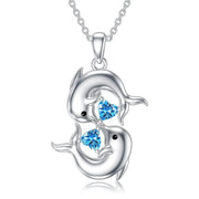 Opal Blue Dolphin Pendant Necklace