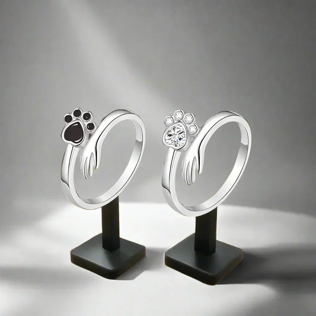 Adjustable Ring Hand and Paw Print Design