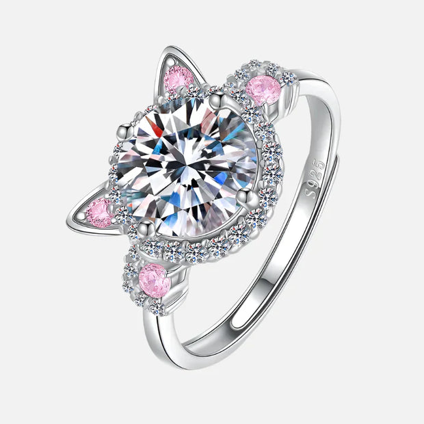 Adjustable Cat Ears Ring with Zirconia