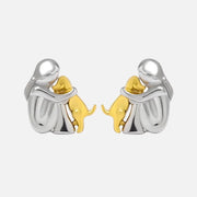 Silver and Gold Two-Tone Hug Earrings
