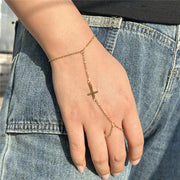 Gold Cross Hand Bracelet