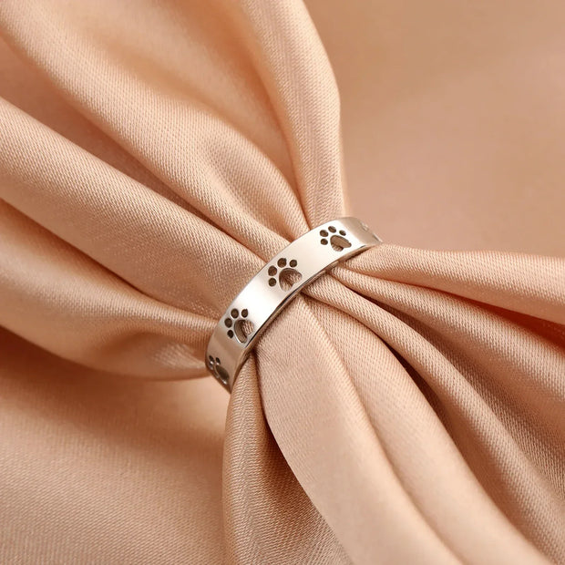 Gold-Tone Paw Print Ring