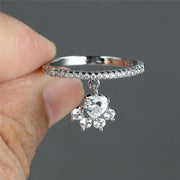 Vintage Cat Paw & Heart Stone Ring