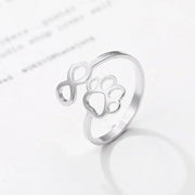 Adjustable Infinity Paw Ring Stainless Steel