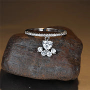 Vintage Cat Paw & Heart Stone Ring