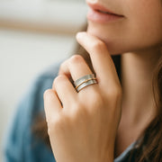 Vintage Golden Line Zirconia Silver Ring