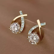 O&O - Golden Cross Zirconia Stud Earrings