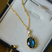 Oval Sapphire Gold Necklace