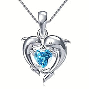 Oceanheart Twin-dolphin Necklace