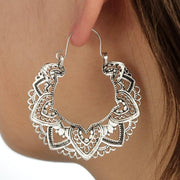 Boho Lotus Hoop Earrings