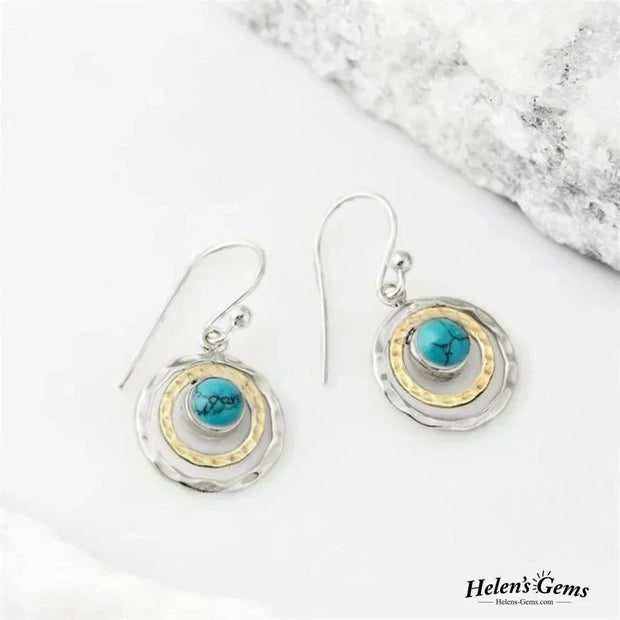 Boho Turquoise & Gold- Saturn Earrings