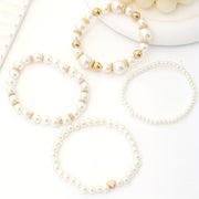 Classy Pearl Heart Bracelet Set