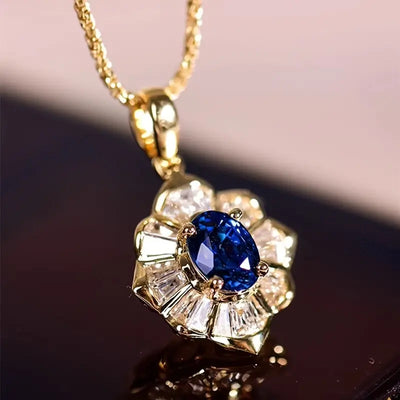 Gold Sapphire stone Necklace