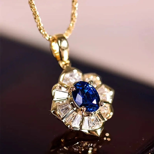 Gold Sapphire stone Necklace