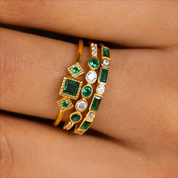 Alex - Unique Inlaid Zirconia Ring Set