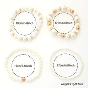 Classy Pearl Heart Bracelet Set