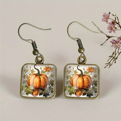 Pumpkin Glass Dangle Earrings