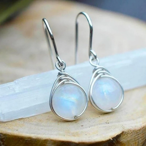 Exclusive Silver Moonstone Drop Earrings