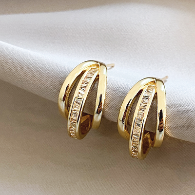 Triple Gold Hoop Earrings