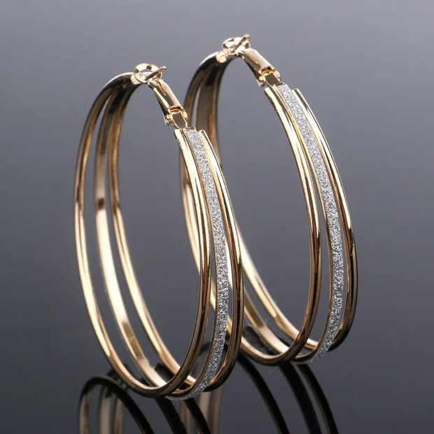 Radiant Retro Gold Hoop Earrings