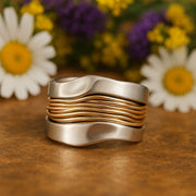 Silver Golden Threads Ring