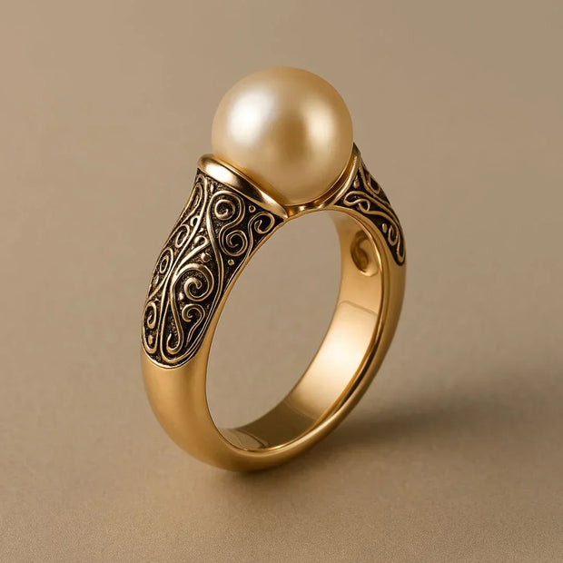 Vintage Pearl Golden Ring