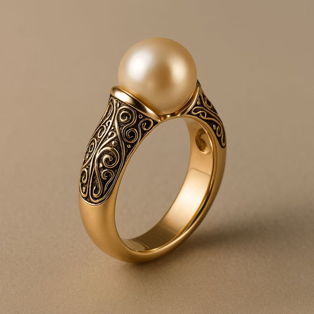 Vintage Pearl Golden Ring