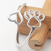 Paw & Heart Ring Adjustable 925 Sterling Silver