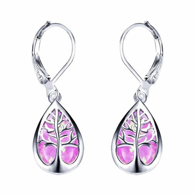 Tree of Life Earrings in Opal and Silver