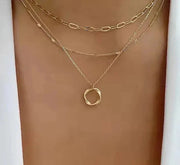 Vintage Gold Layered Chain & Pendant Necklace