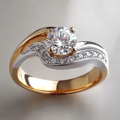 Wavy Elegance Gold & Silver Ring